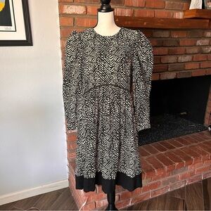 Anthropologie Zebra Stripe Cotton Dress in Black & White Sz 8